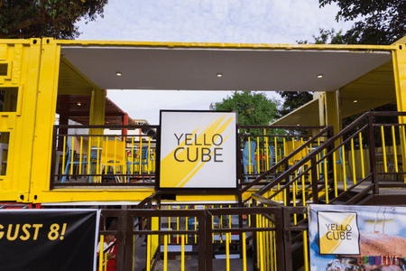 Facade of the YelloCube Food Hub