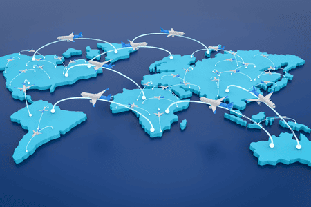 a diagram of direct and connecting flights