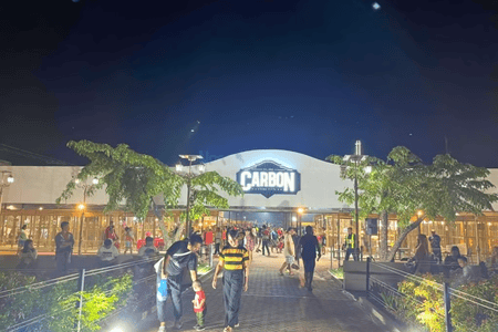 Facade of Carbon Night Market at night