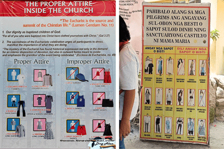 Posters for appropriate attire inside the Simala Shrine