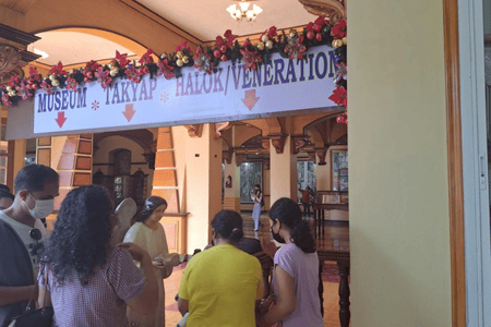 People gathering in prayer at Simala Shrine