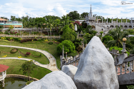 View of the green landscape surrounding the Simala Shrine