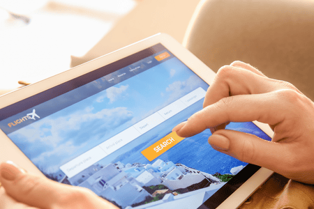 person booking a flight online