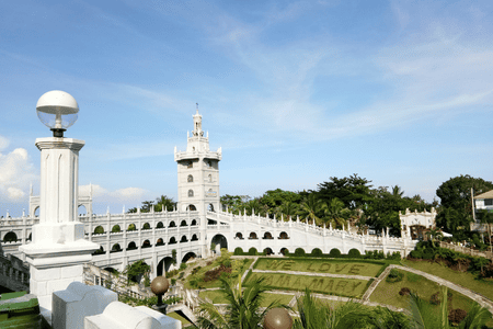 View of castle-like Simala Shrine