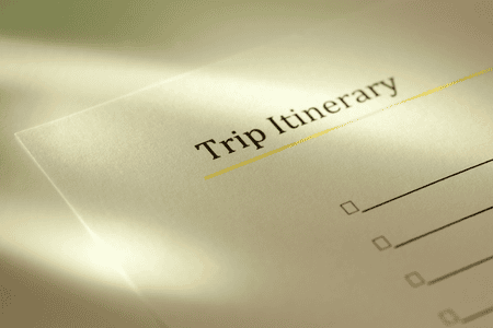sample copy of travel itinerary