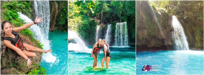 カワサン滝でアクティビティを楽しむ方々