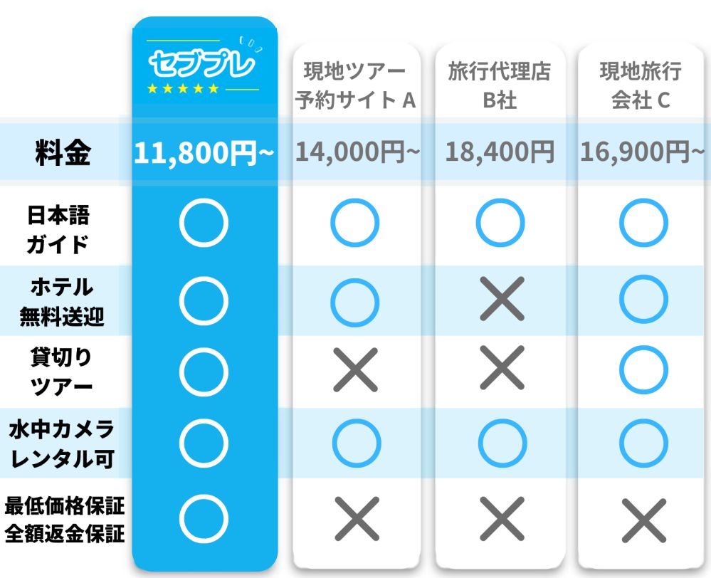 セブ島現地ツアー他社との比較